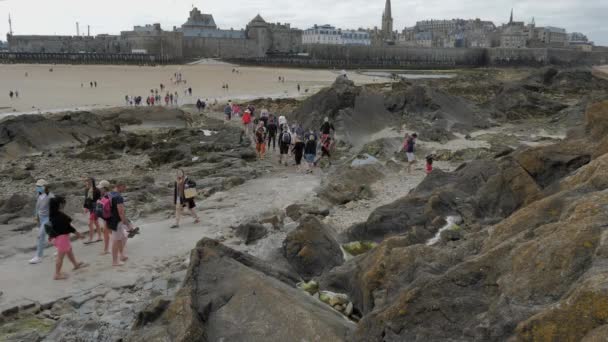 Saint Malo Francia Julio 2020 Timelapse Vista Desde Las Murallas — Vídeo de stock