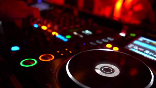 Set Mixer Electronic Club Music Equipment Disco Lights — стоковое видео