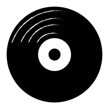 Retro plak kaydı siyah ve beyaz simgesi