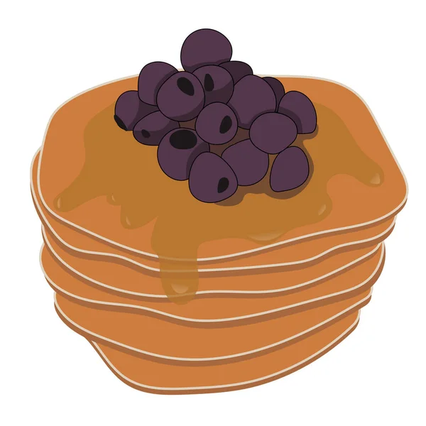 Pancakes Syrup Blueberries Vector Illustration — Stock Vector