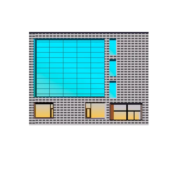 2Dの構築 レンガ造りの建物 ベクターイラスト — ストックベクタ