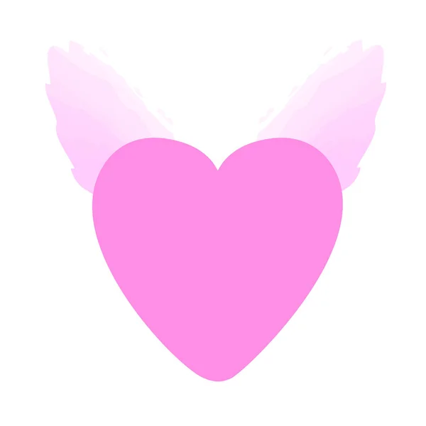 ピンクの翼を持つピンクの心 — ストックベクタ
