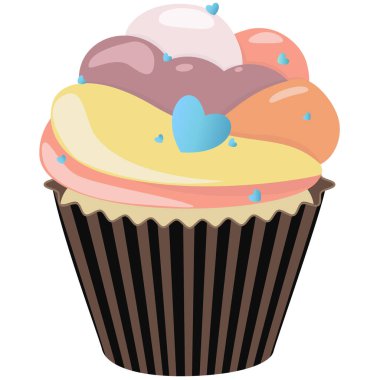 Gerçekçi kek. Tatlı kremalı tatlılar, krema aromalı kekler, dekorasyon, lezzetli şekerlemeler ve pişirme..