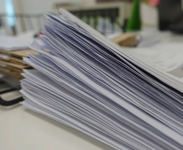 Pile White Paper Report Meeting Office Desk — Stock Photo, Image