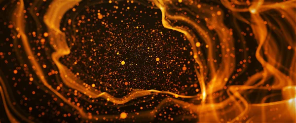 Piękne Złote Cząsteczki Fala Lekkie Abstrakcyjne Tło Błyszczącą Podłogą Cząstek — Zdjęcie stockowe