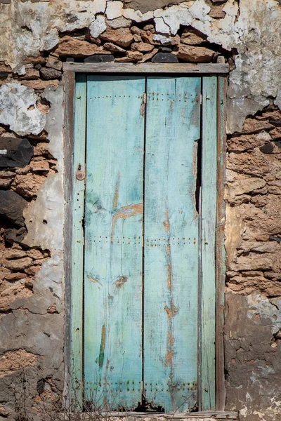 Vieux Mur Pierre Porte Bois Albacete Espagne — Photo