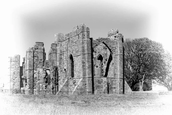 Priorato Lindisfarne Isla Santa Northumberland Isla Santa Una Isla Mareomotriz —  Fotos de Stock