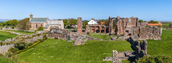 Priorato Lindisfarne Isla Santa Northumberland Isla Santa Una Isla Mareomotriz —  Fotos de Stock