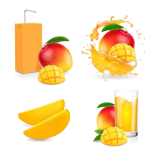 Mango juice splash. Mango fruit and drink package