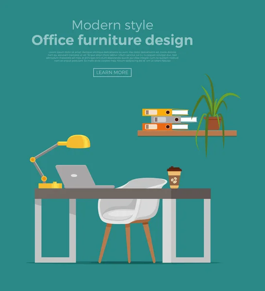 Дизайн інтер'єру офісного робочого місця . — стоковий вектор