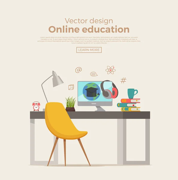 Concepto de educación en línea. — Vector de stock