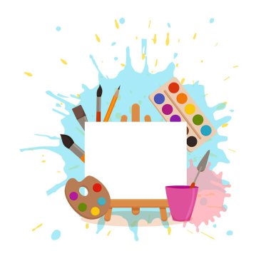 Art studio tasarım iç renkli vektör çizim.