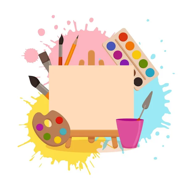 Arte estudio diseño interior colorido vector ilustración . — Vector de stock