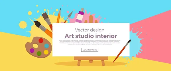 Kunst Studio Design Interieur bunt Vektor Illustration. — Stockvektor