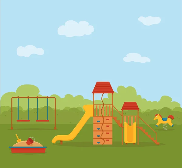 Kid s Speeltuin kleurrijke cartoon vectorillustratie. — Stockvector