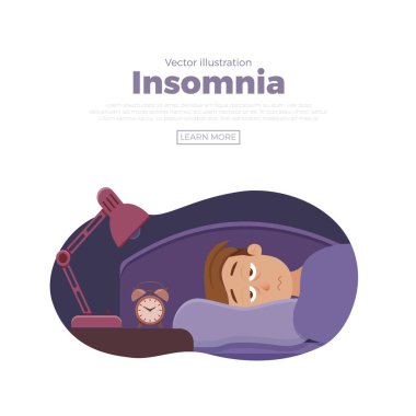 Uykusuz adam yüz çizgi film karakteri uykusuzluk çekiyor.