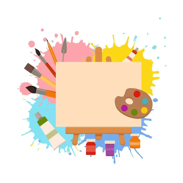 Pintura elementos ferramentas desenho animado conceito vetorial colorido . —  Vetores de Stock