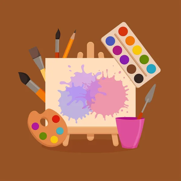 Outils de peinture éléments dessin animé concept vectoriel coloré . — Image vectorielle