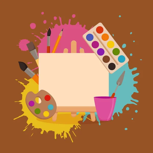 Painting tools elements cartoon colorful vector concept. — Stock Vector