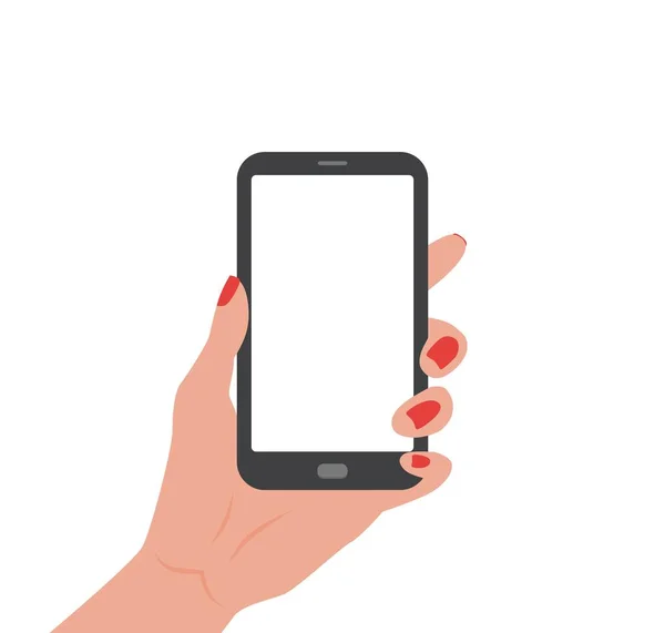 Main humaine tenant Smartphone avec écran vide . — Image vectorielle