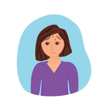 Panik atak karikatür tarzı konseptinden kız acı çekiyor.