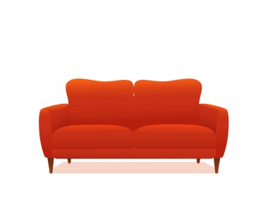 Kanepe ve kanepe kırmızı çizgi film çizim vektörü.