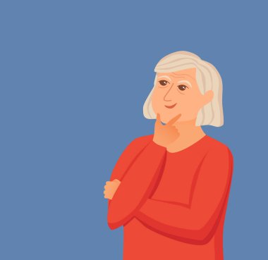 Yaşlı kadın ile soru işaretleri vektör düşünme.