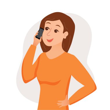 Onun elinde tutarak onun smartphone kullanarak konuşan kız.