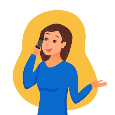 Onun elinde tutarak onun smartphone kullanarak konuşan kız.