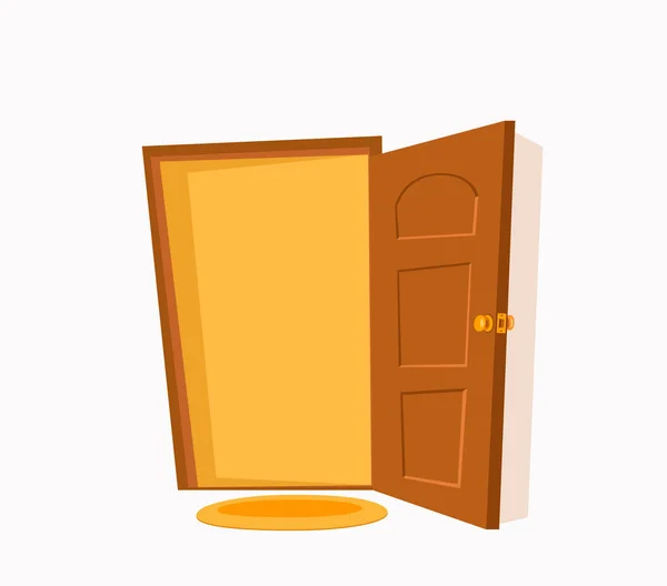 Puerta abierta de dibujos animados vector colorido ilustración plana . — Vector de stock