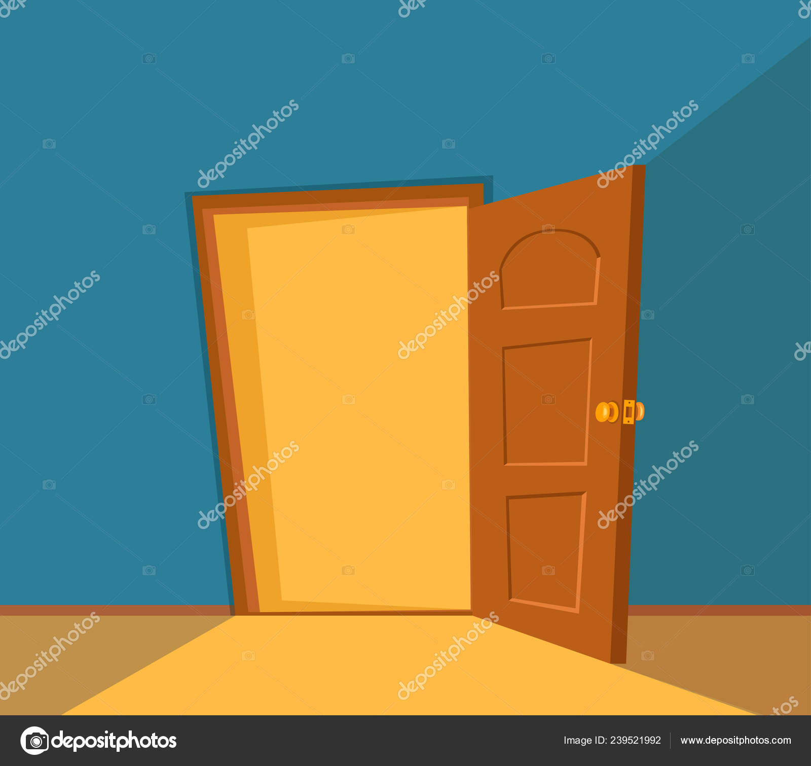 Open Door Cartoon Colorful Vector Illustration House Apartment Entrance Stock Vector C Oligliya 239521992