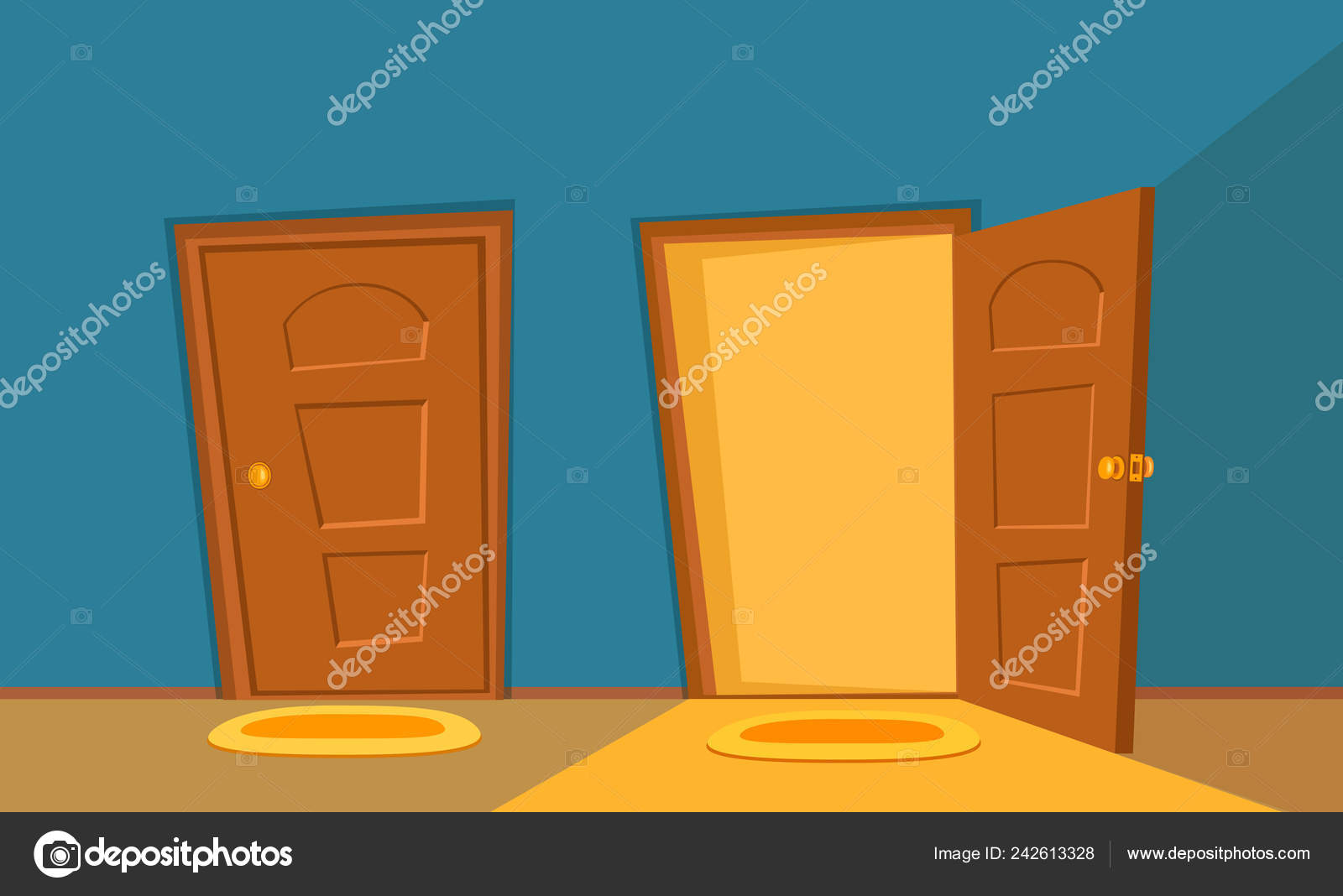 Open Door Cartoon Colorful Vector Illustration House Apartment Entrance Stock Vector Image By C Oligliya
