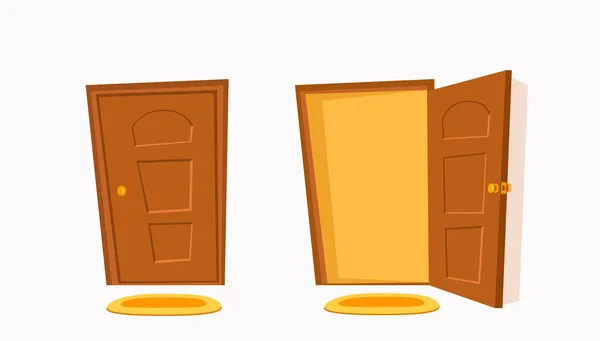 Abrir y cerrar la puerta de dibujos animados vector colorido ilustración . — Vector de stock