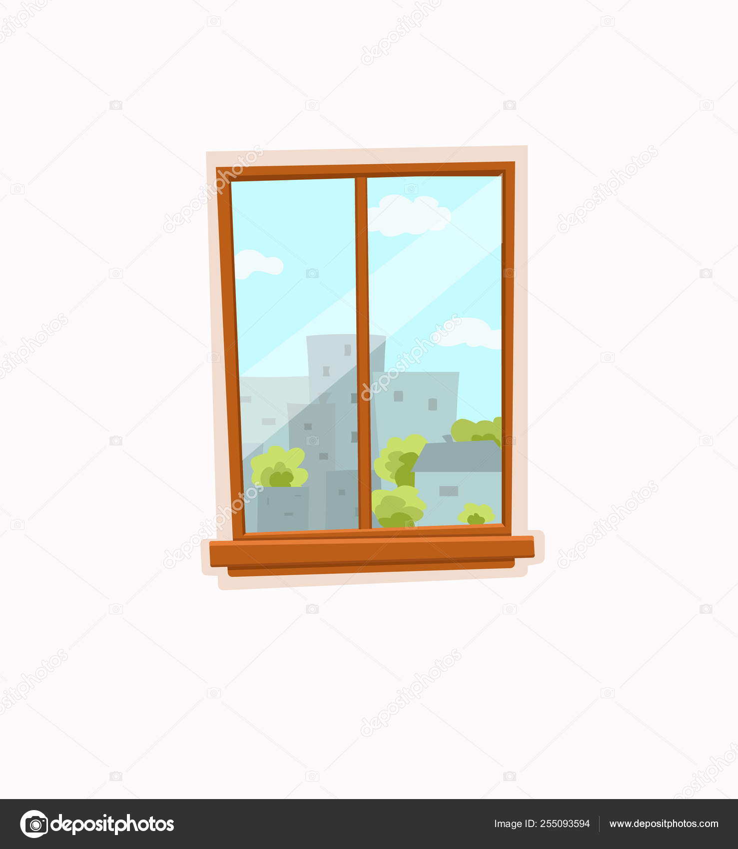 Window cartoon colorful vector illustration with valley summer sun  landscape Stock Vector Image by ©Oligliya #255093594
