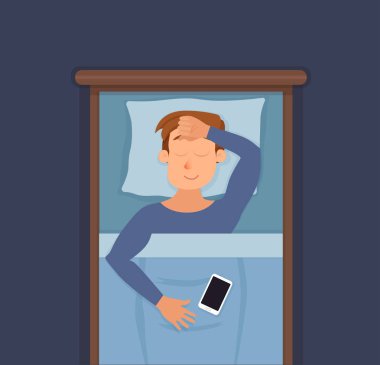 Uyuyan adam yüz çizgi film karakteri mutlu adam tatlı bir rüya var