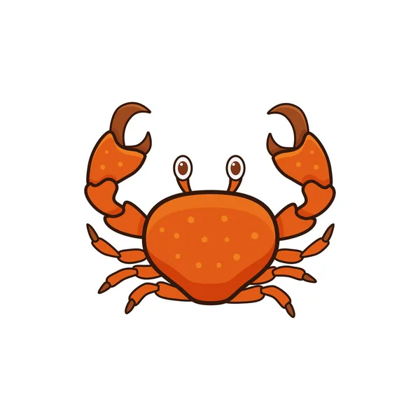 Red crab colorful cartoon flat style vector illustration. Sea creature, — Stock Vector