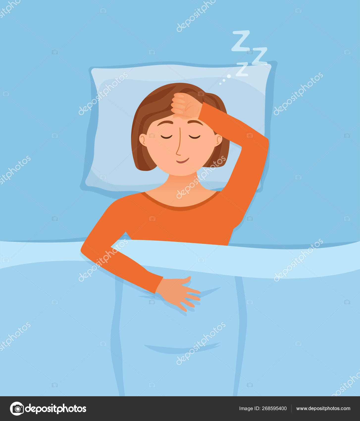 Sleeping Woman Face Cartoon Character Happy Girl Have A Sweet Dream Person With Closed Eyes Stock Vector Image By C Oligliya 268595400