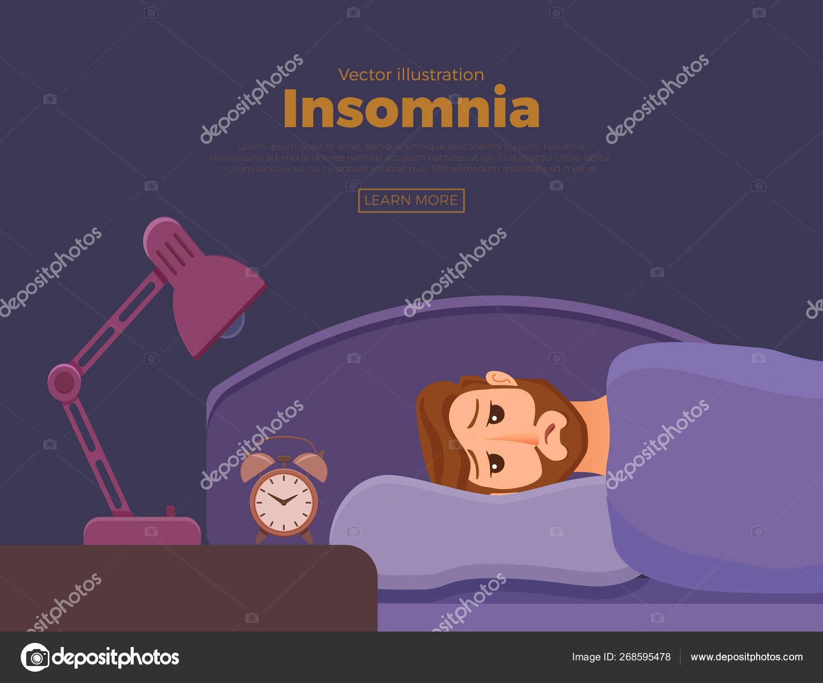 Sleepless man face cartoon character suffers from insomnia. Guy with open  eyes Stock Vector Image by ©Oligliya #268595478