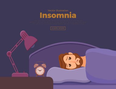 Uykusuz adam yüz çizgi film karakteri uykusuzluk muzdarip. Açık gözlü adam