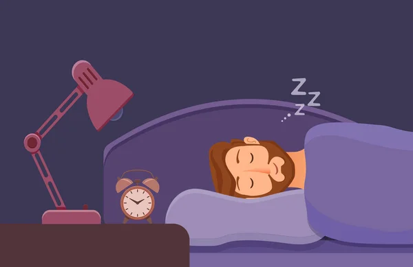 Sommeil homme visage personnage de bande dessinée heureux gars ont un doux rêve — Image vectorielle