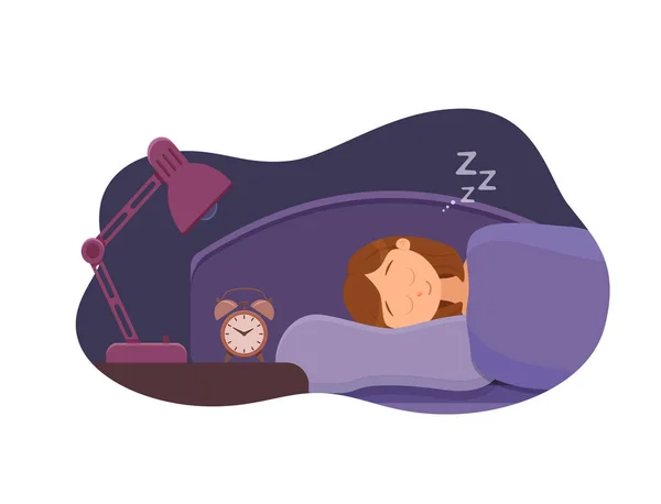 Álmatlan nő arca rajzfilmfigura szenved álmatlanságban. — Stock Vector