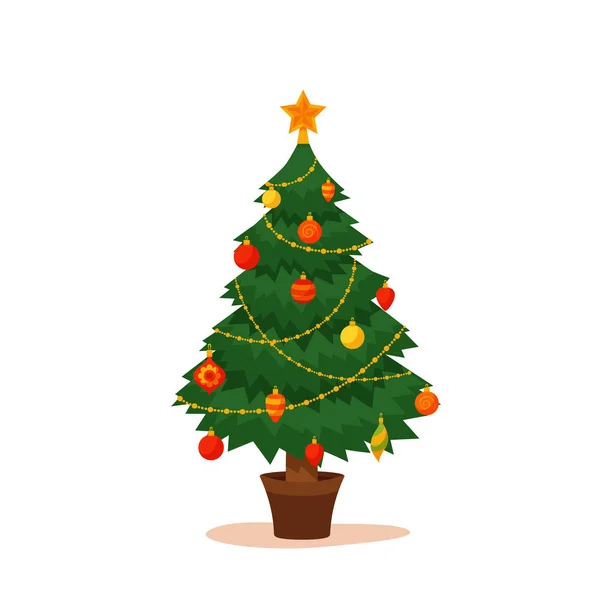 Árbol de Navidad decorado vector ilustración vector, gráfico vectorial ©  Oligliya imagen #172210686
