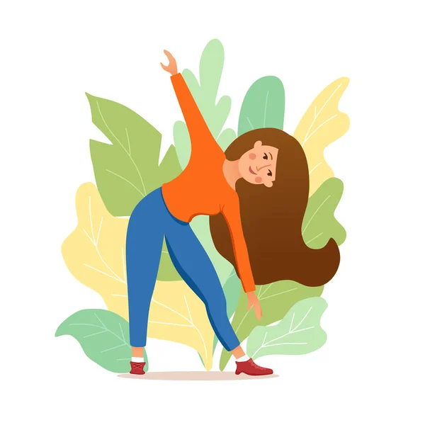 Junges Mädchen, das Yoga-Pose Meditation Vektor Illustration. — Stockvektor