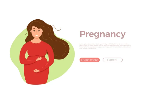 Embarazada feliz chica joven vector colorido dibujo animado ilustración — Vector de stock