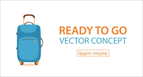 Utazás bőrönd vektor rajzfilm színes koncepció. Csomagoló turisták — Stock Vector