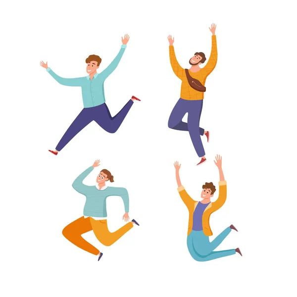 Glad ung kille hoppar i olika poser vektor illustration — Stock vektor