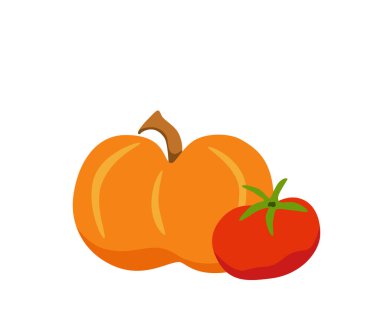 Renkli çizgi film stili vektör illüstrasyonunda turuncu balkabağı.