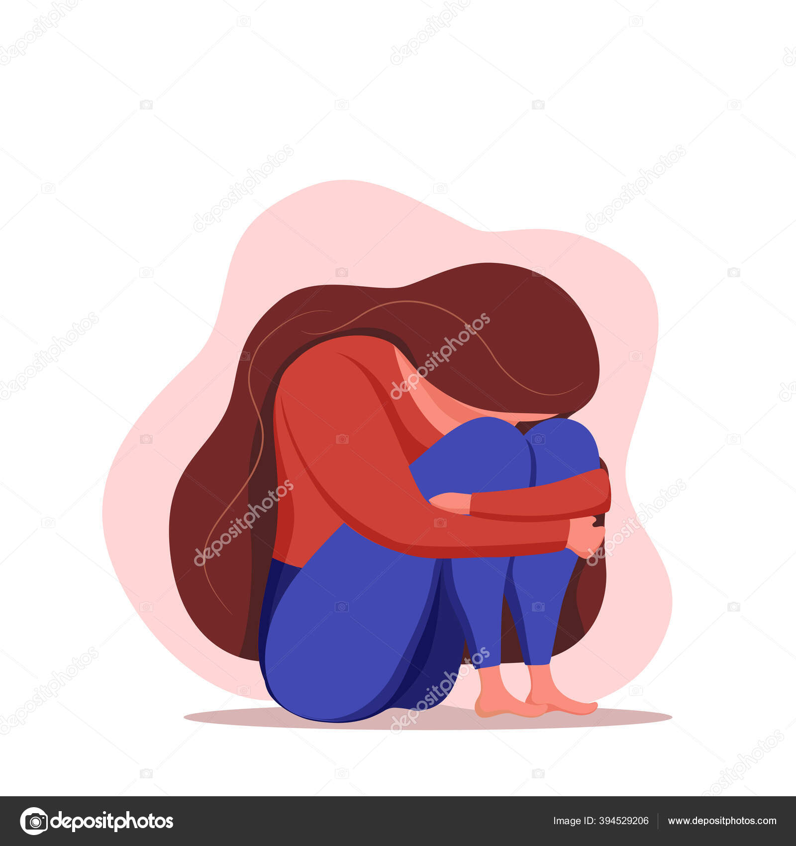 Depressed sad lonely woman in anxiety, sorrow vector cartoon illustration.  Stock Vector Image by ©Oligliya #394529206