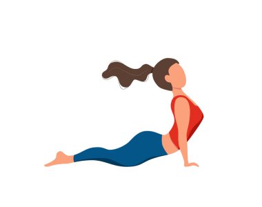 Yoga yapan bir kız, sağlıklı yaşam tarzı ve güzel bir çizgi film karakteri.