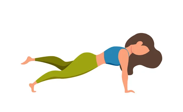 Girl practicing yoga asana poses and healthy lifestyle cute cartoon — Stock Vector